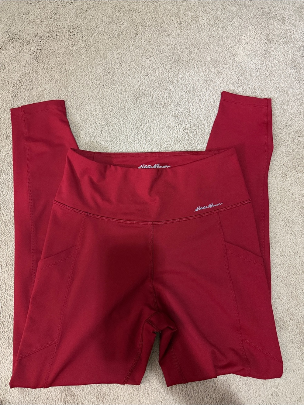 Eddie Bauer Crimson Red Girls' Active Leggings with Side Pockets